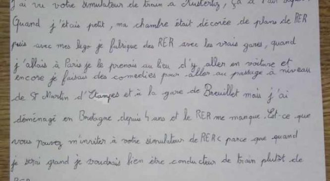 La lettre adorable d’un enfant de 11 ans passionné par le RER