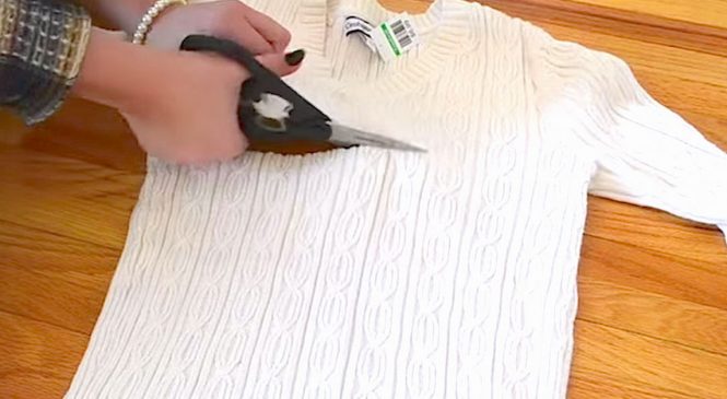 Elle coupe un vieux pull et arrive à créer un superbe accessoire pour l’hiver