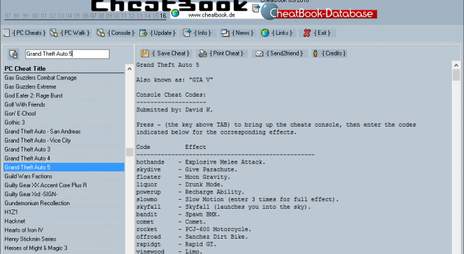 CheatBook : Trouver des codes, astuces et solutions pour jeux PC et consoles
