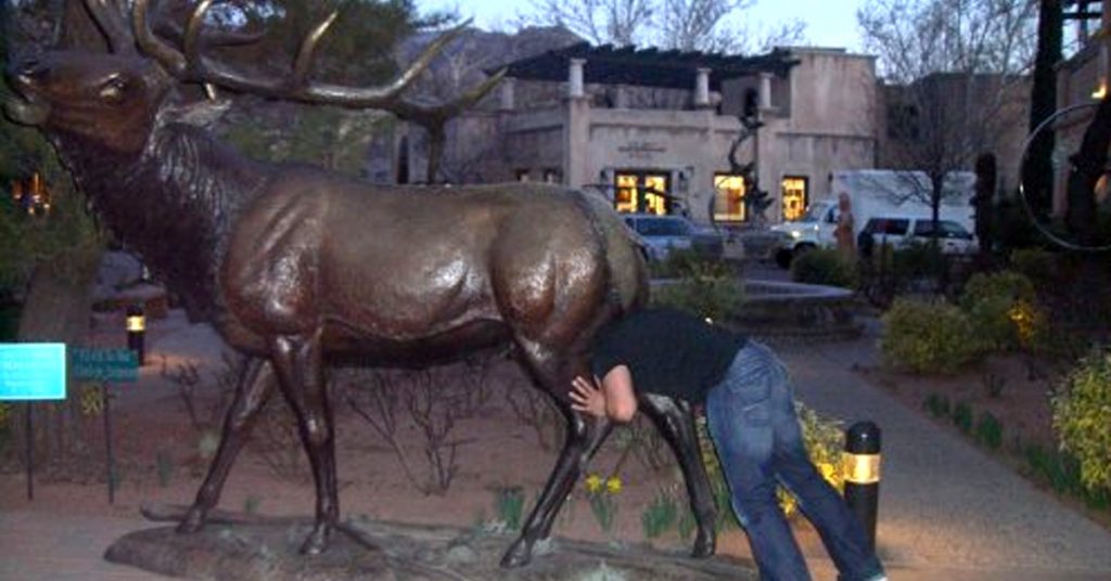 34 personnes qui voient une statue et qui peuvent pas s’empêcher de prendre une photo