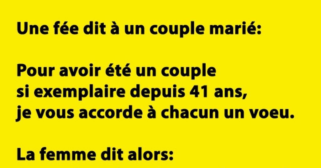 Une fée dit à un couple marié…
