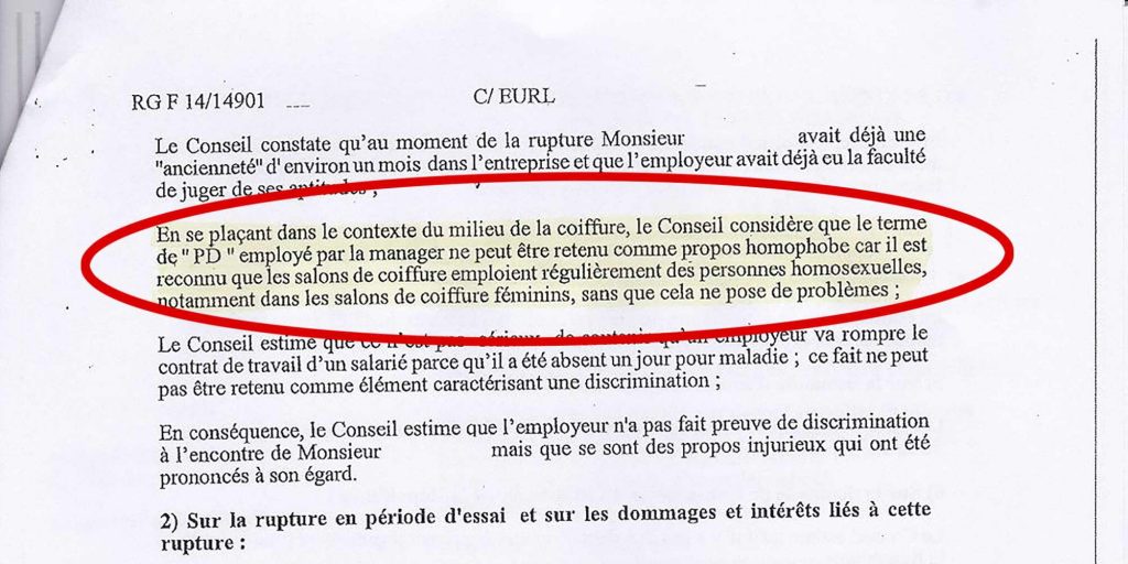 Les prud’hommes jugent que traiter un coiffeur de « PD » n’est pas homophobe