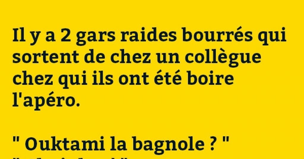Il y a deux gars bourrés qui sortent de chez un collègue…