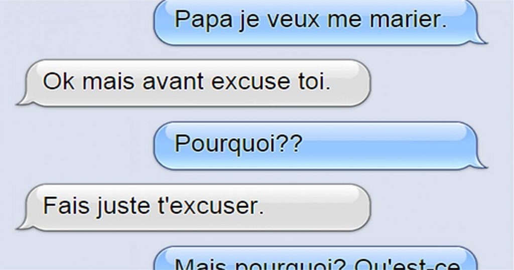 Il a l’intention de se marier mais son père lui dit de dire « Pardon ». Pourquoi? Le père est un génie.