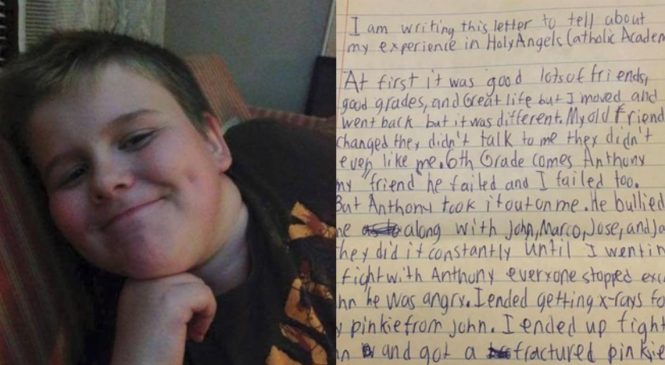Juste avant de se tuer, un garçon de 10 ans écrit ces quelques mots. Ses parents veulent que son histoire soit entendue.