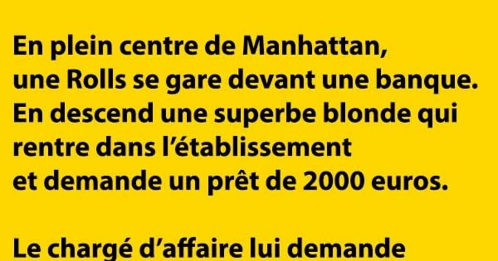 En plein centre de Manhattan, une Rolls se gare devant une banque.