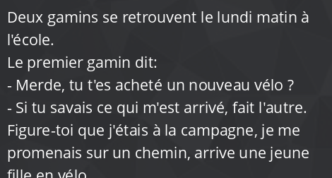 Deux gamins se retrouvent le lundi matin à l’école