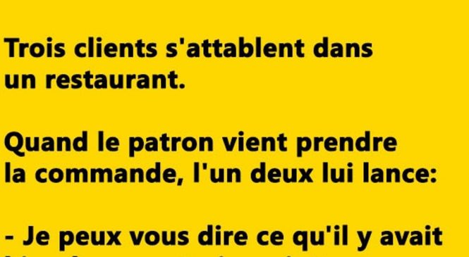 Trois clients s’attablent dans un restaurant.