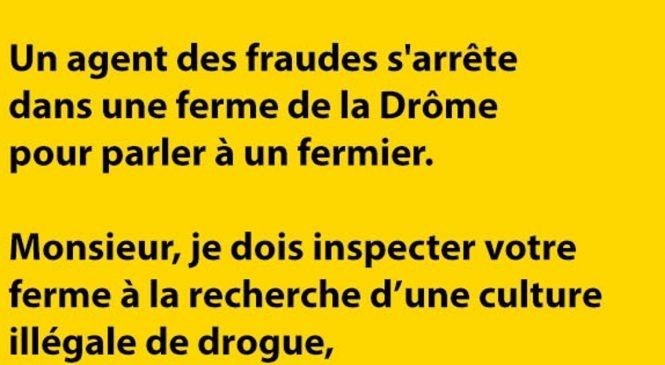 Un agent des fraudes s’arrête dans une ferme…