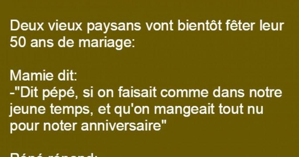 Deux vieux agriculteurs vont bientôt fêter leur anniversaire de mariage