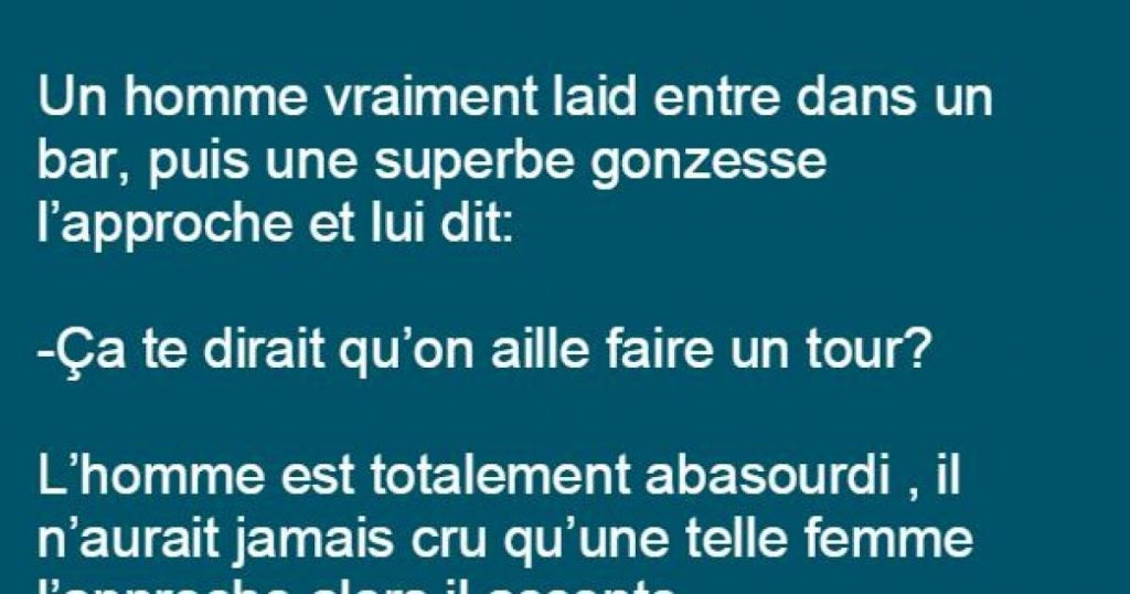 Un mec vraiment très laid rentre dans un bar et une superbe fille l’approche