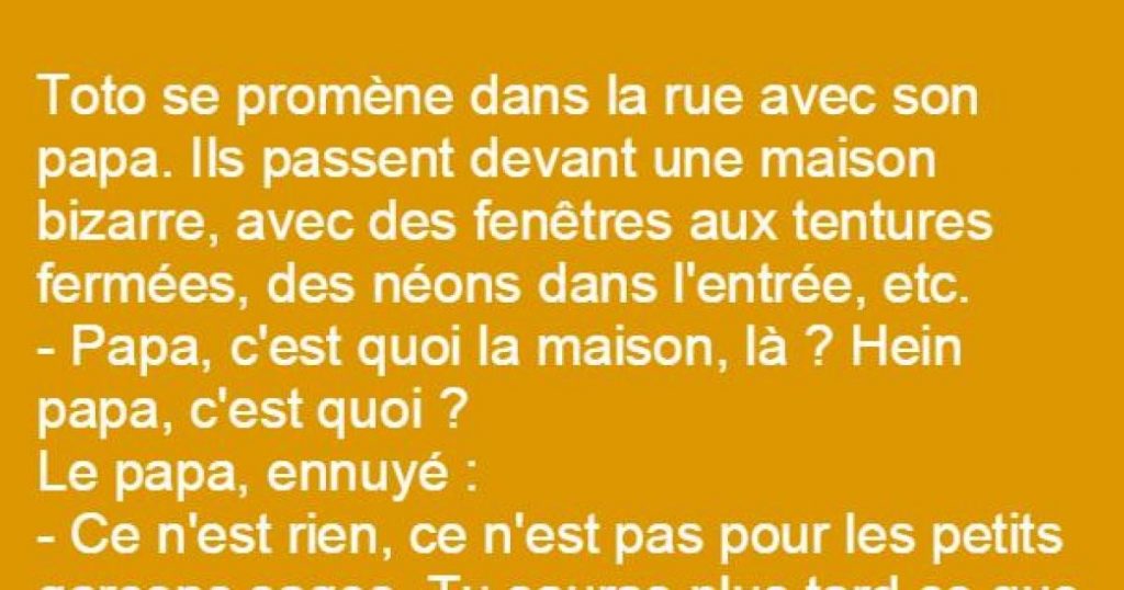 Toto se promène dans la rue avec son papa. Ils passent devant une maison bizarre…