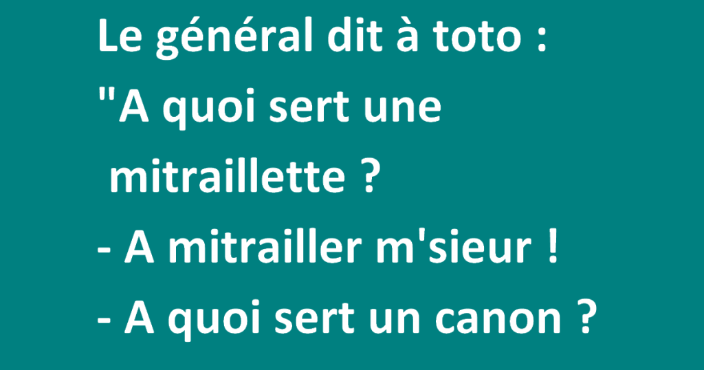 Le général dit à toto :  « A quoi sert une mitraillette ?