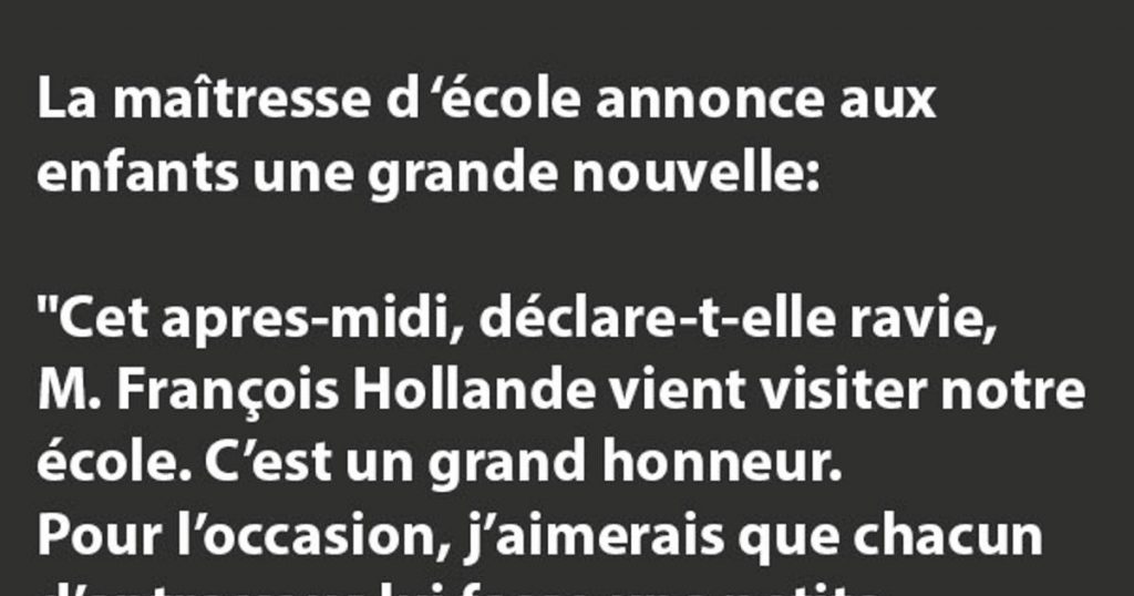La maîtresse d ‘école annonce aux enfants une grande nouvelle…