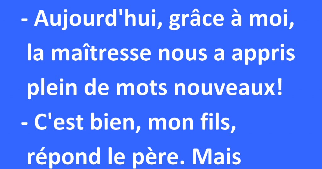 Toto rentre de l’école, visiblement content de lui. Il dit à ses parents :