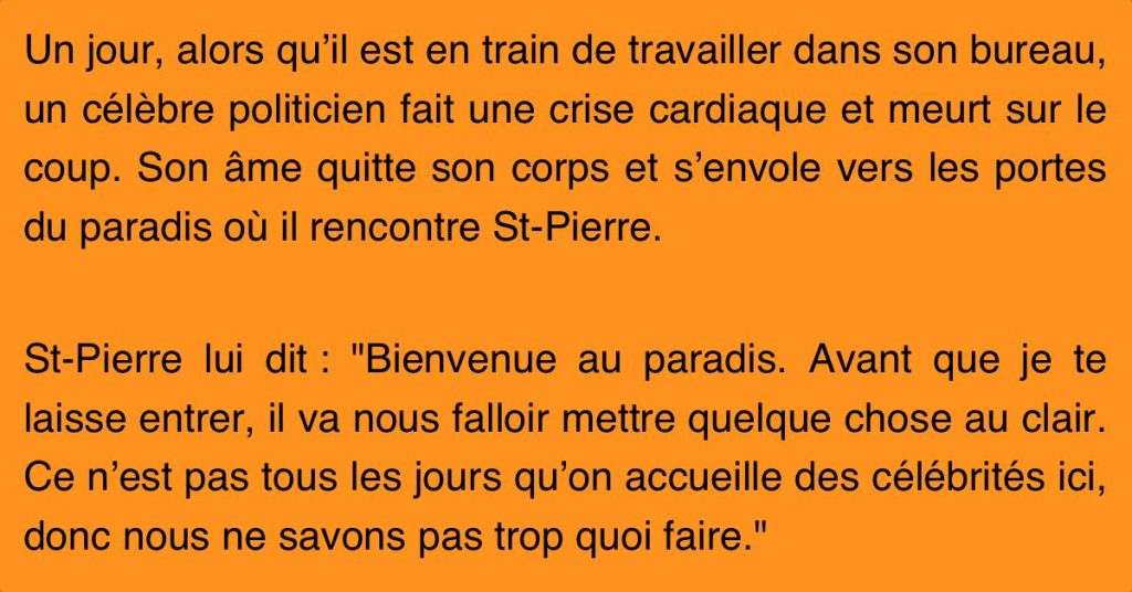 Lorsque Satan dit ÇA à un politicien, ce dernier ne peut que remuer la tête. Il connaît trop bien le jeu.