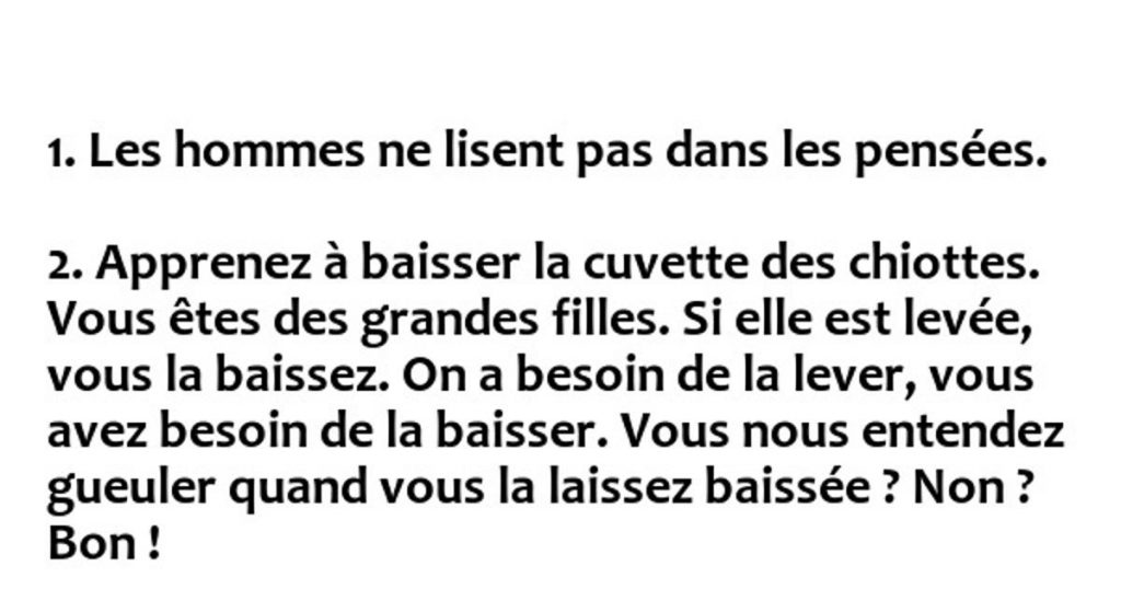 Les hommes ne lisent pas dans les pensées.