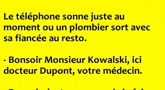 Le téléphone sonne juste au moment ou un plombier sort avec sa fiancée au resto.