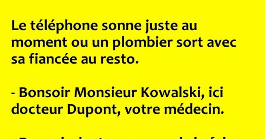 Le téléphone sonne juste au moment ou un plombier sort avec sa fiancée au resto