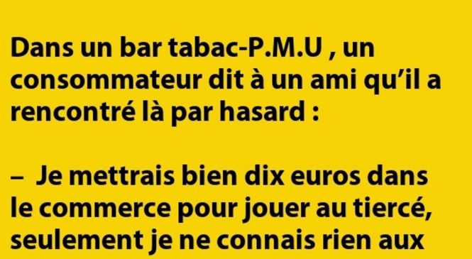 Dans un bar tabac P.M.U , un consommateur dit à un autre…