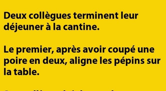 Deux collègues terminent leur déjeuner à la cantine…