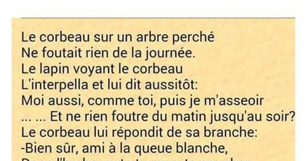 Le corbeau sur un petit arbre perché…