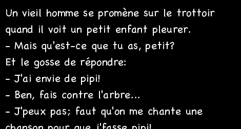 Je fais pipi et cela… en chanson