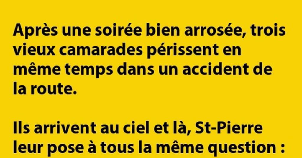 Après une soirée trop arrosée, trois vieux camarades …